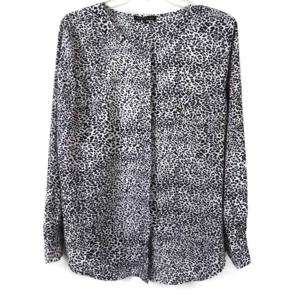VIOLET & CLAIRE Black White Button Down Shirt Blouse Casual Work‎ Corporate